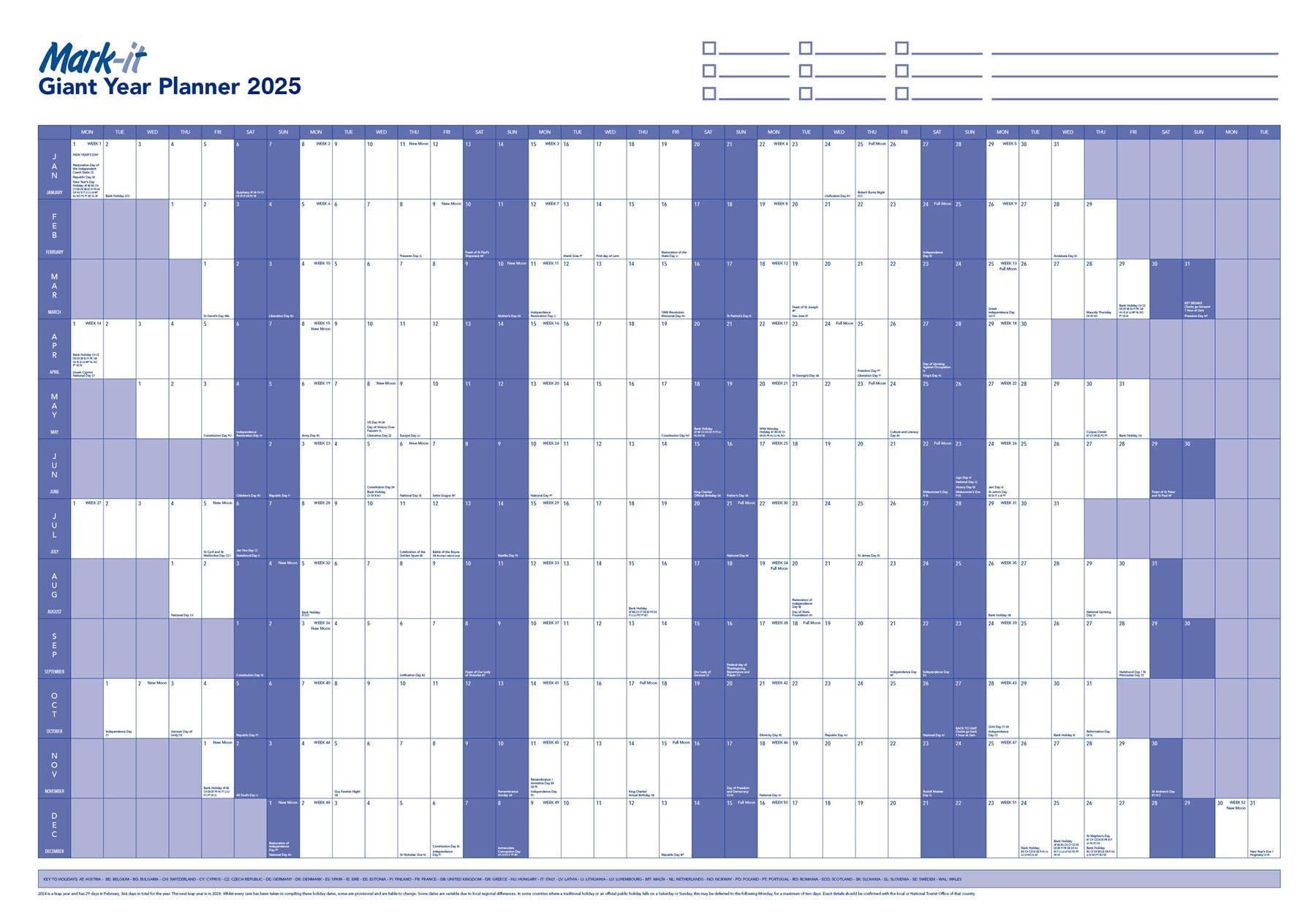 MARK-IT GIANT 2025 YEARLY WALL PLANNER - 79