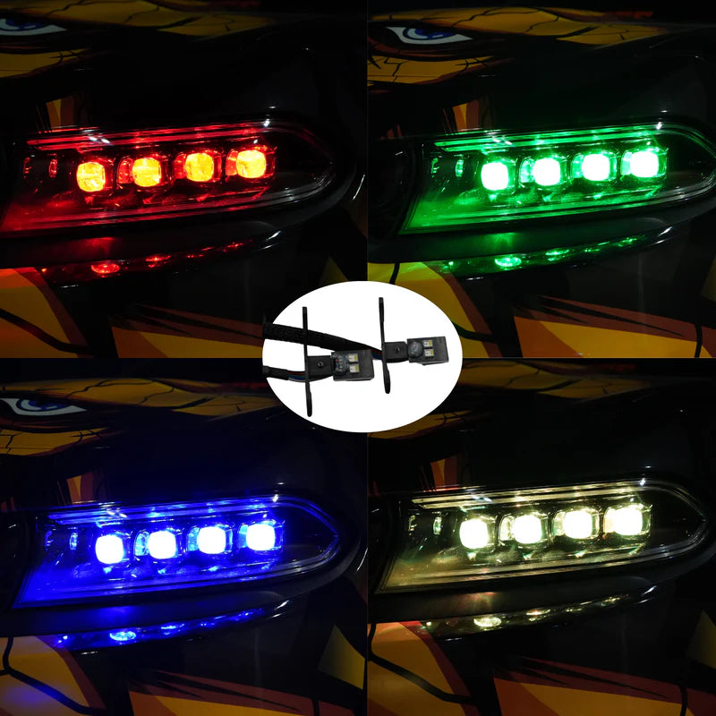 Multicolor Demon Eyes LED Lights - Dual Intensity RGBW with Remote Control for Cars, Motorcycles & Gaming Setups