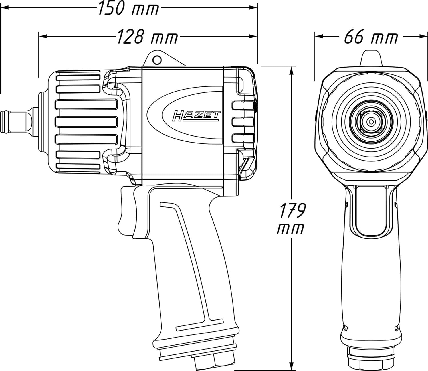 HAZET 9012TT High-Performance 1/2 Inch Impact Wrench - 1622 ft-lbs Max Torque, 2200 Nm, Compact & Lightweight Twin-Turbo Design for Automotive Repair, Tire Changes & Heavy-Duty Mechanical Work