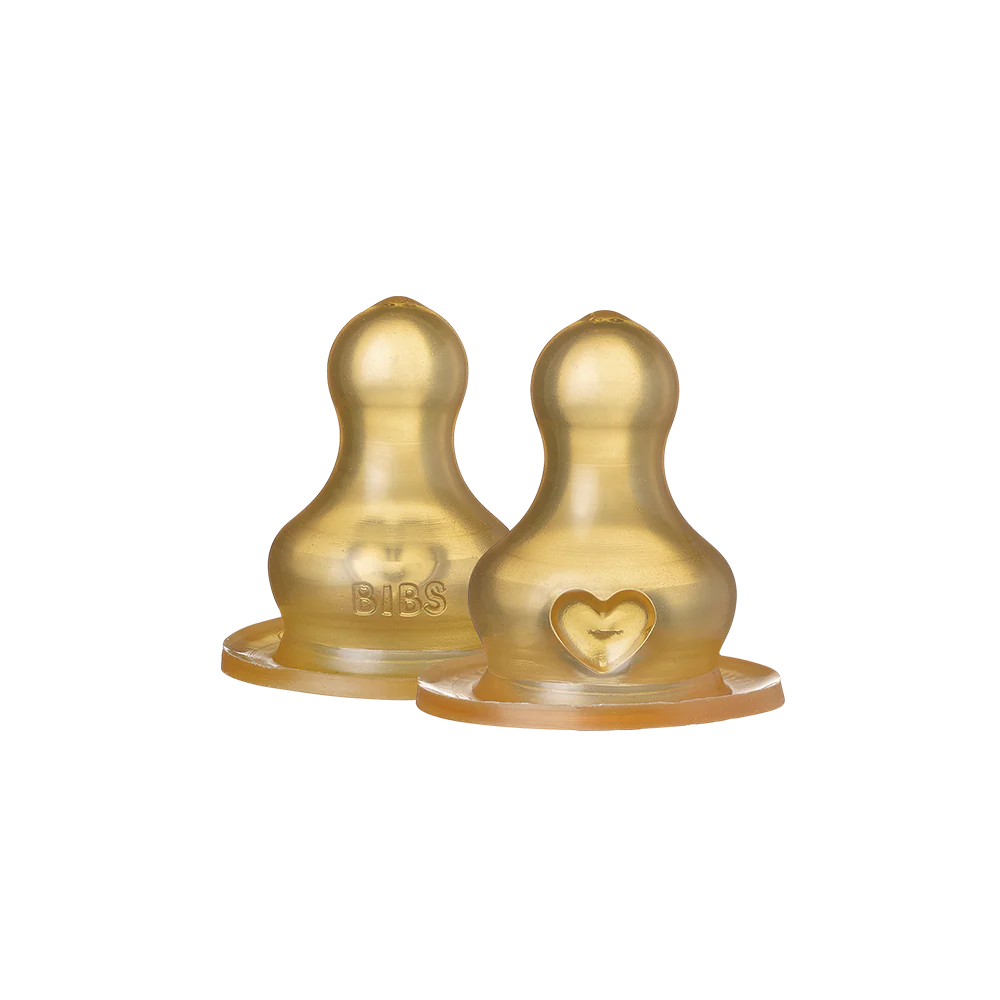 BIBS Baby Bottle Latex Nipple 2-Pack | Natural Rubber Pacifier for Newborns & Infants | Perfect for Breastfeeding Transition & Soothing