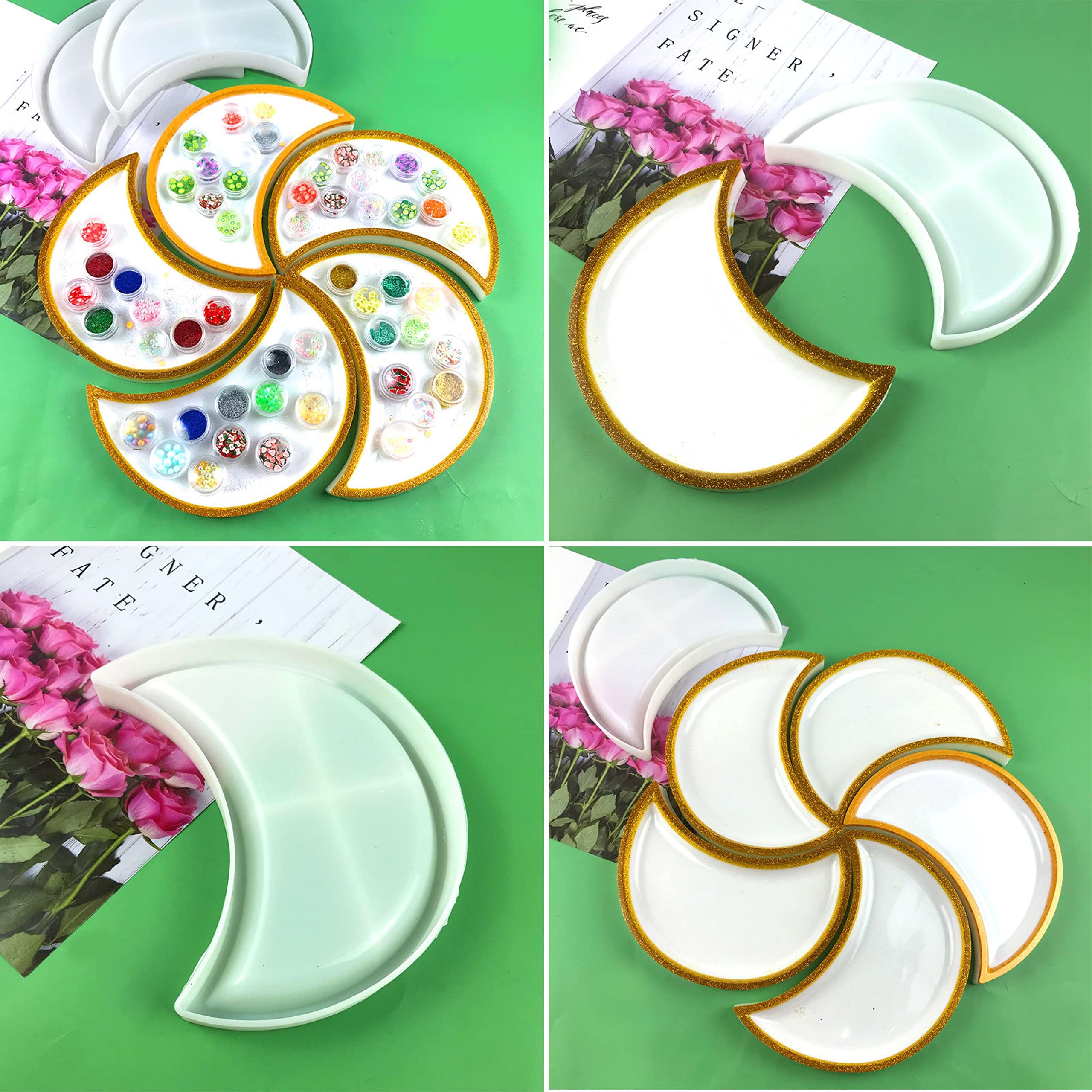 Epoxy Resin Tray Molds - Moon Shape Silicone Molds for Jewelry Making, Resin Casting, DIY Crafts - Perfect for Jewelry Storage, Christmas Decorations & Home Decor (1 Pack) PX886