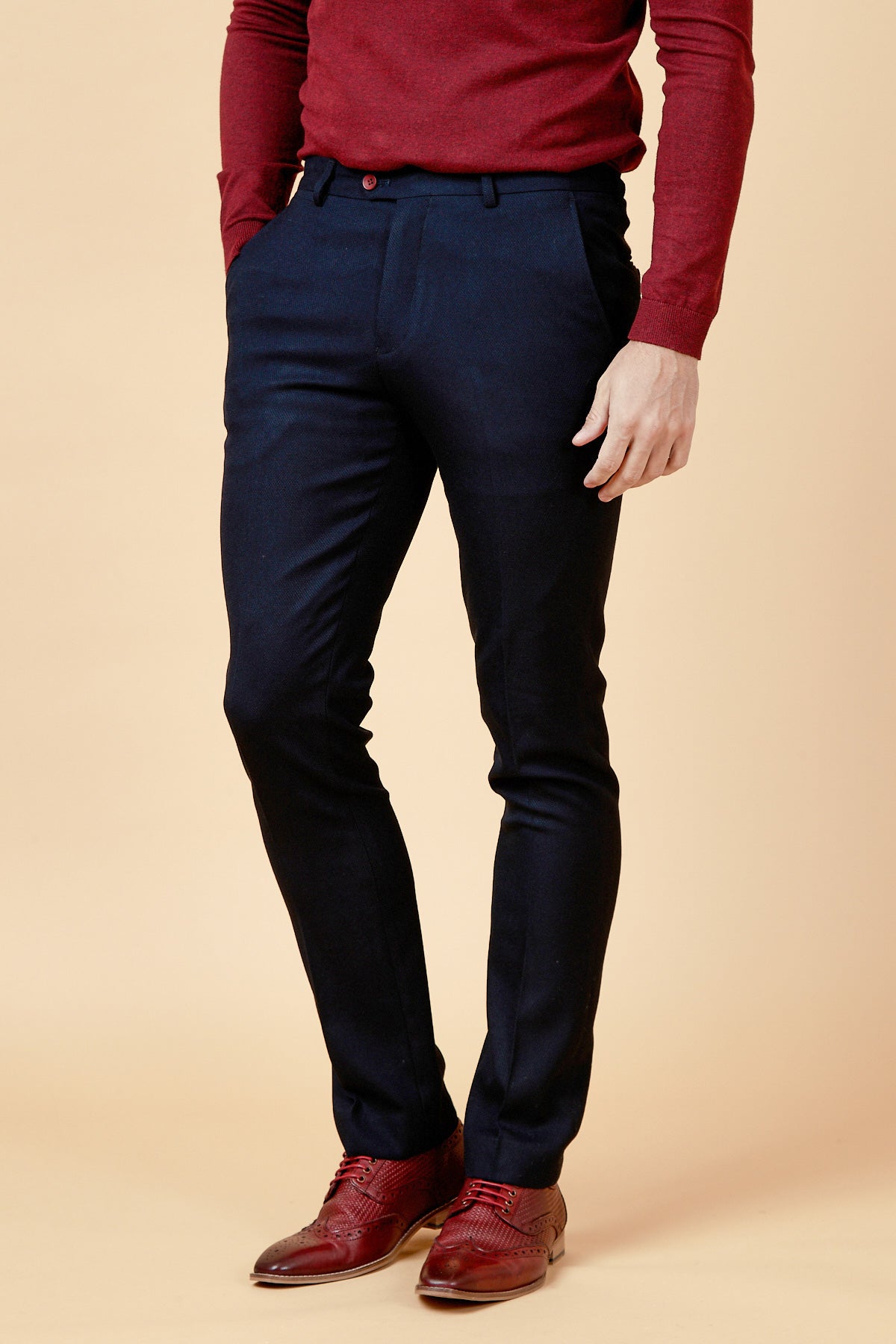 JD4 Navy Blue Contrast Trim Two-Piece Suit for Women - Elegant Office Wear & Special Occasion Outfit