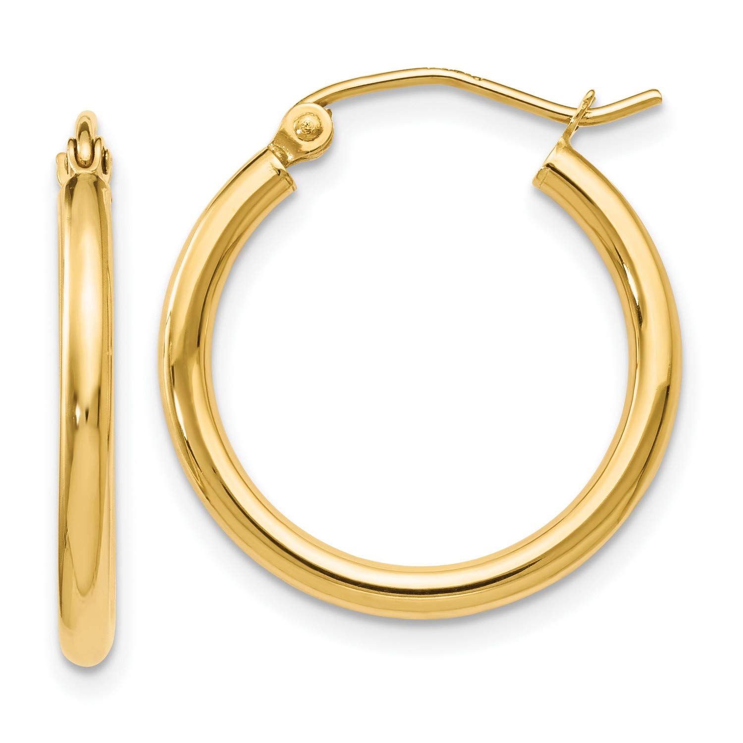 14K Yellow Gold Polished Hoop Earrings 20mm - Classic Round Huggie Earrings for Women, Perfect for Everyday Wear, Parties & Gifts