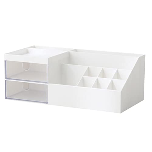 Mobestech 1Pc White Makeup Organizer & Cosmetic Storage Box - Jewelry & Sundries Drawer Organizer for Dresser, Countertop, Bathroom, Vanity | Perfect for Home, Travel & Daily Beauty Routine