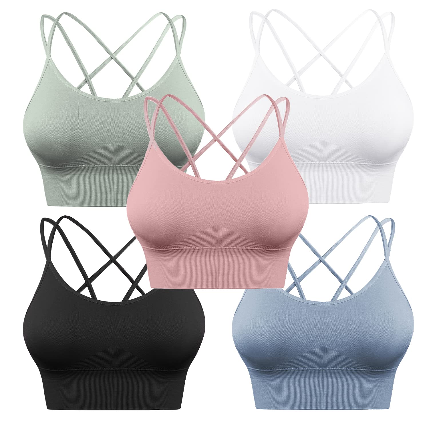 Sykooria 3 Pack Women's Strappy Sports Bra - Sexy Crisscross Yoga Bra for Running, Gym Workout & Fitness - Breathable & Supportive Activewear for Yoga, Pilates, HIIT & Daily Wear