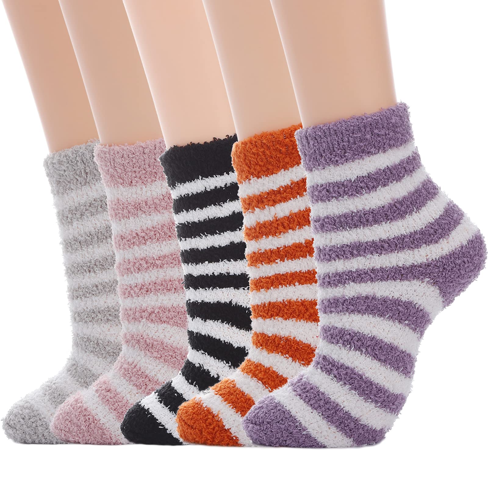 Cozy Fuzzy Socks for Women - 5 Pairs Soft Fluffy Plush Winter Socks | Warm Thick Knit Slipper Socks for Christmas Gifts, Lounge Wear & Home Comfort