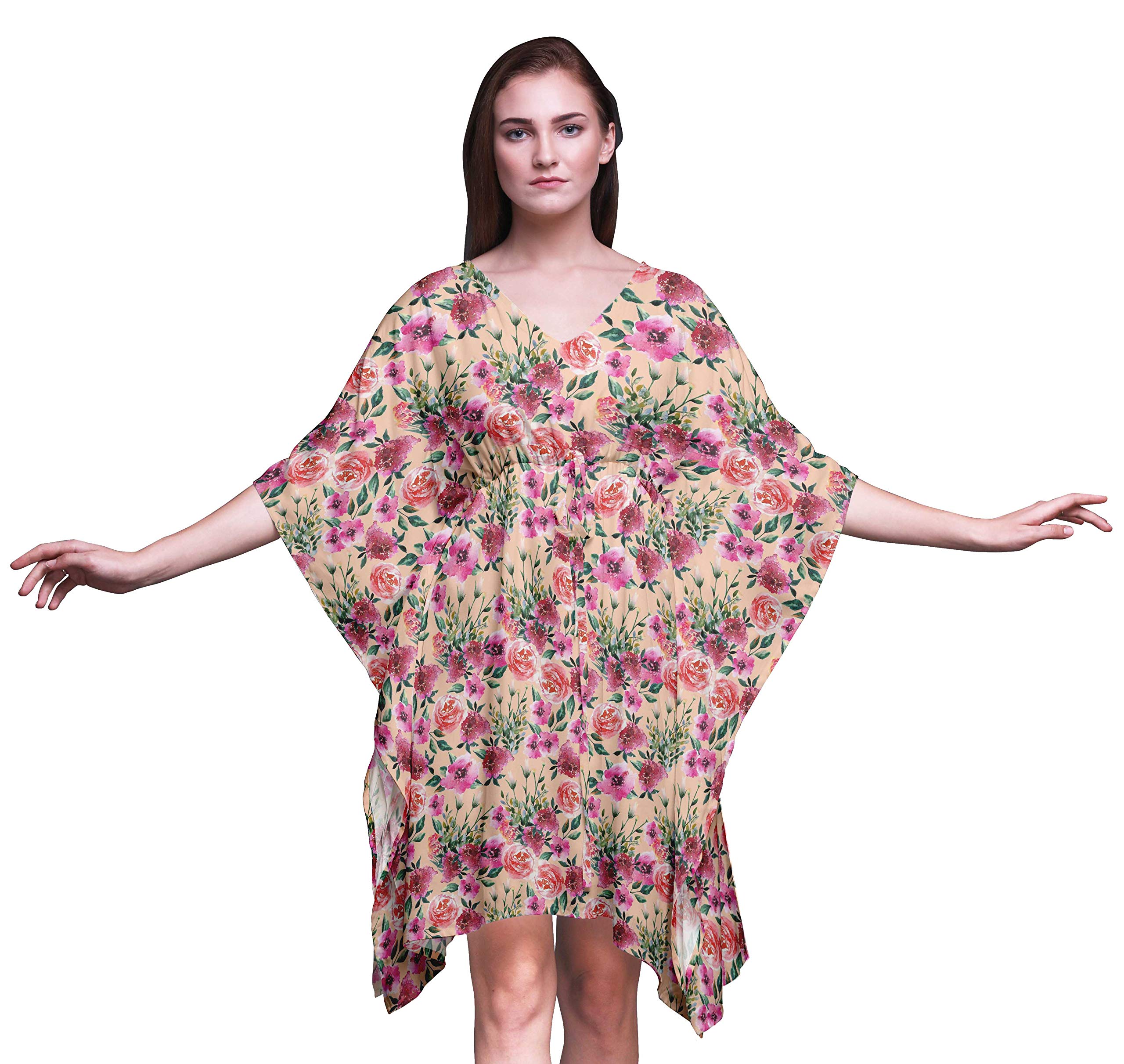 Bimba Women's Short Beach Kaftan - Flowy Bikini Cover Up Dress with Pockets - Perfect for Poolside, Vacation & Summer Outfits