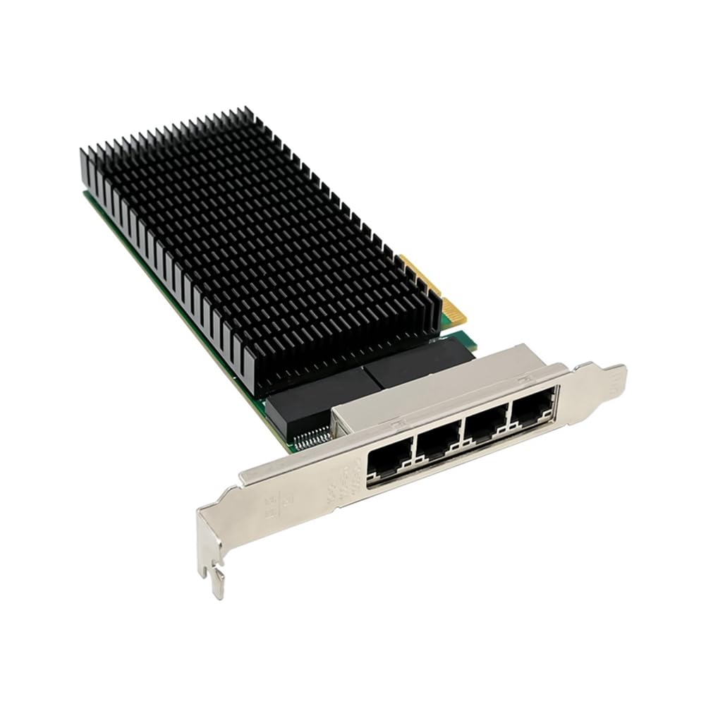 Reykentu PCI-E X4 Gigabit 4 Port Server Network Card - I210-T4 RJ45 Ethernet NIC for Industrial Camera & Vision Systems - High Performance Server NIC (1 Set, Green) - Ideal for Data Centers, Surveillance Systems & Industrial Automation