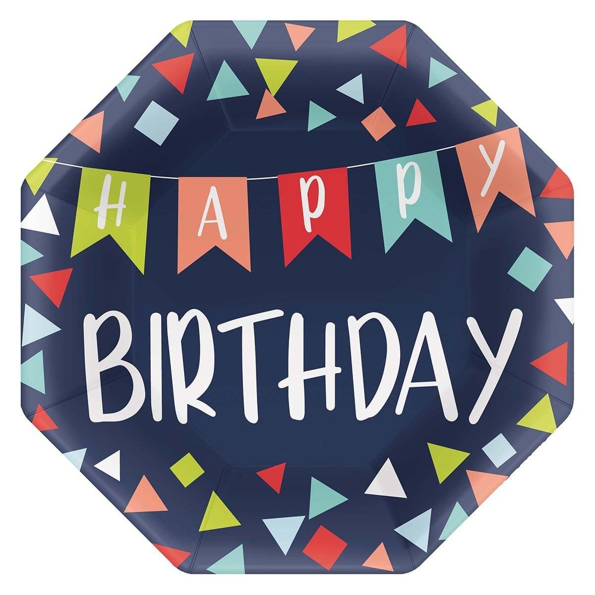 Celebration Party Plates - 7 Inch Disposable Dinner Plates (8 Pack) for Birthdays, Weddings & Holidays