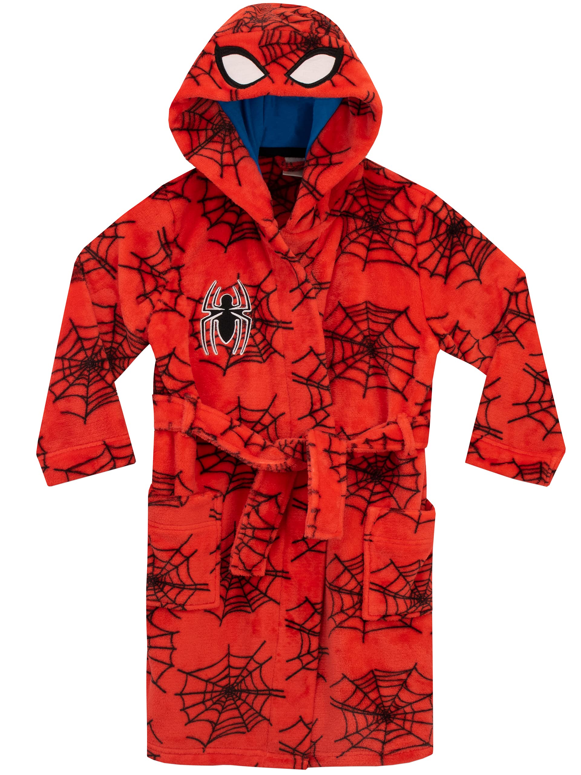 Marvel Boys' Spiderman Robe - Kids Superhero Costume Bathrobe with Hood for Dress Up & Cosplay - Perfect for Halloween, Birthday Parties & Pretend Play