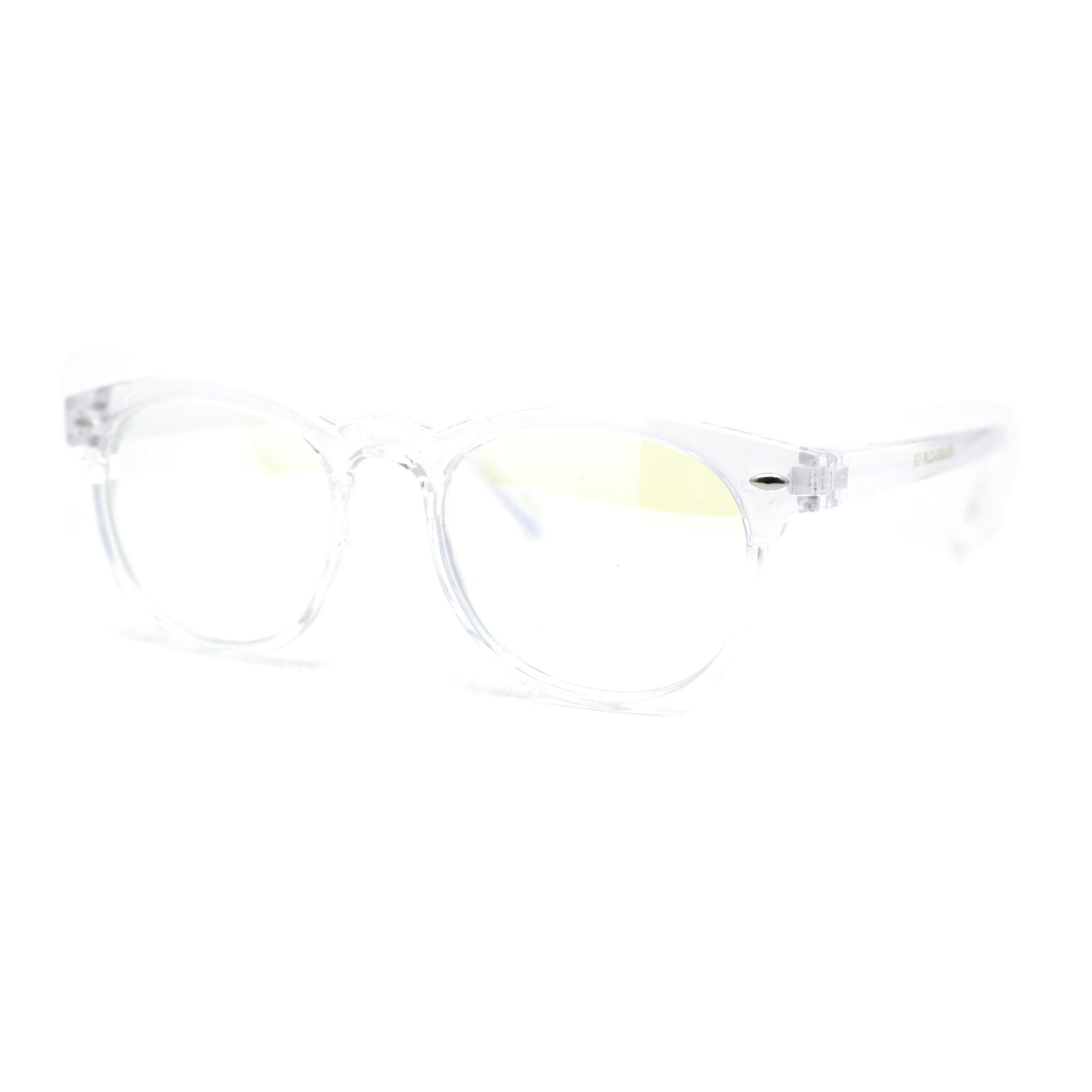 SA106 Kids Round Horn Rim Blue Light Blocking Computer Glasses for Screen Time & Gaming - Anti Eye Strain Glasses for Boys and Girls Studying Online