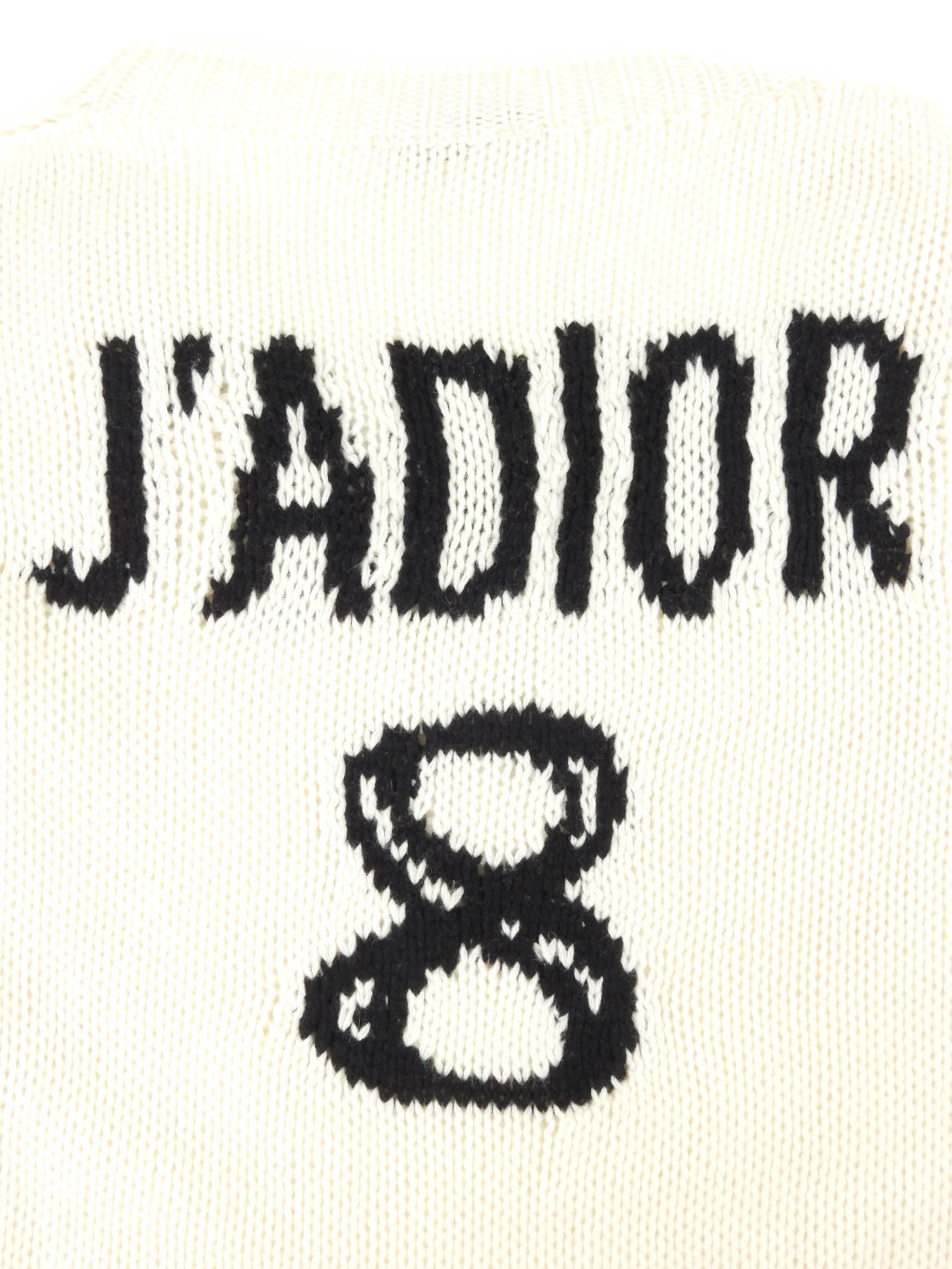 Christian Dior Cream & Black J'adior 8 Graphic Cashmere V-Neck Oversized Sweater - Women's Size 34 FR / 2 USA - Luxury Knitwear for Fall & Winter Fashion, Office & Casual Wear