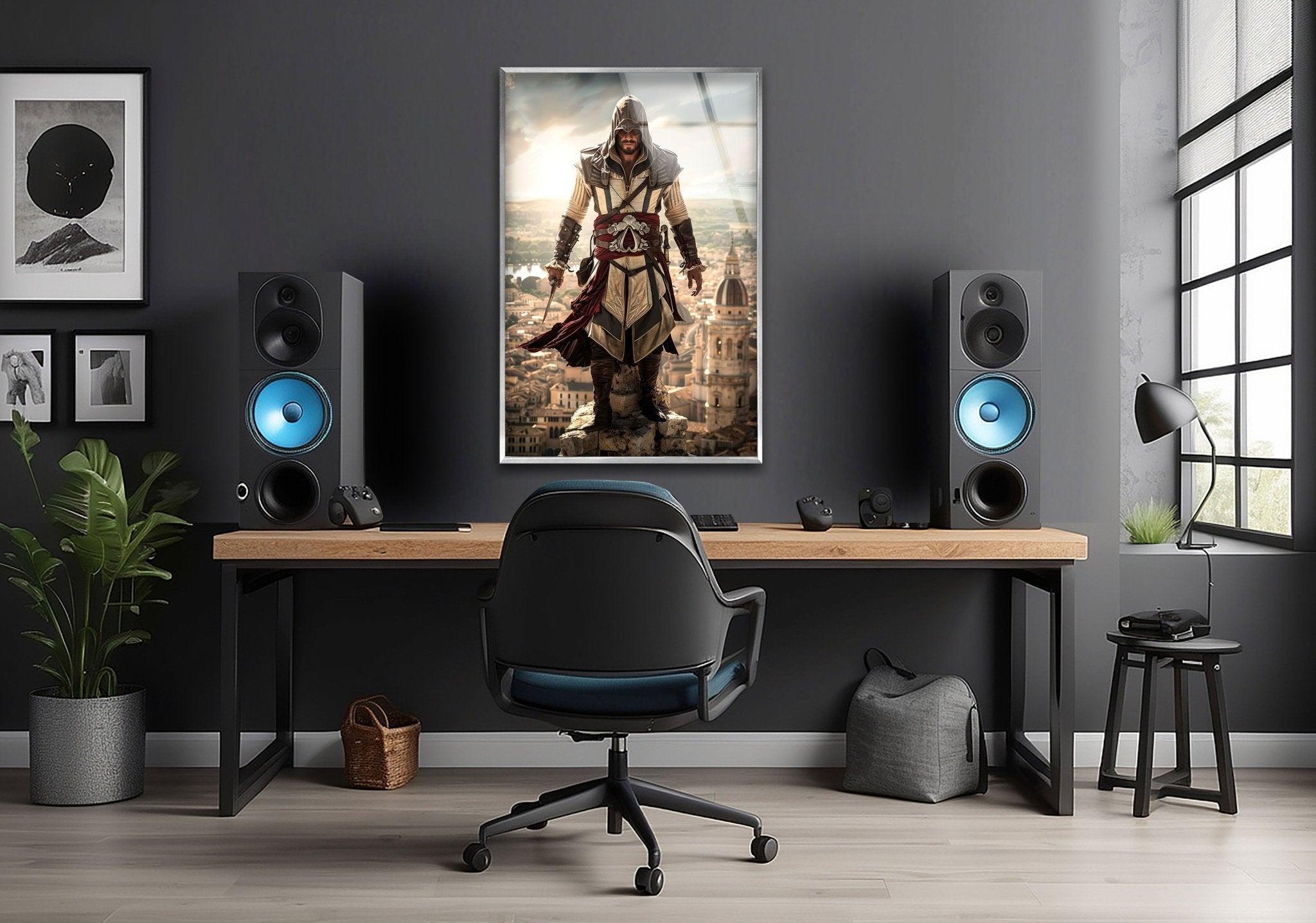 Assassin's Creed Movie Inspired Glass Wall Art Decor - Premium Tempered Glass Print for Home, Office, or Gaming Room - Perfect for Fans of Video Game and Action Movie Collectibles