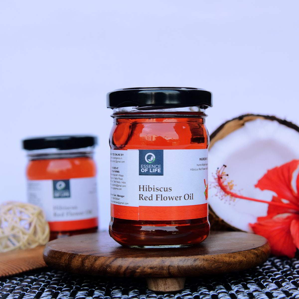 Essence of Life 100% Natural Hibiscus Red Flower Oil for Skin & Hair Care - 100ml | Hydrating Facial Serum & Nourishing Hair Treatment for Dry Scalp & Damaged Hair