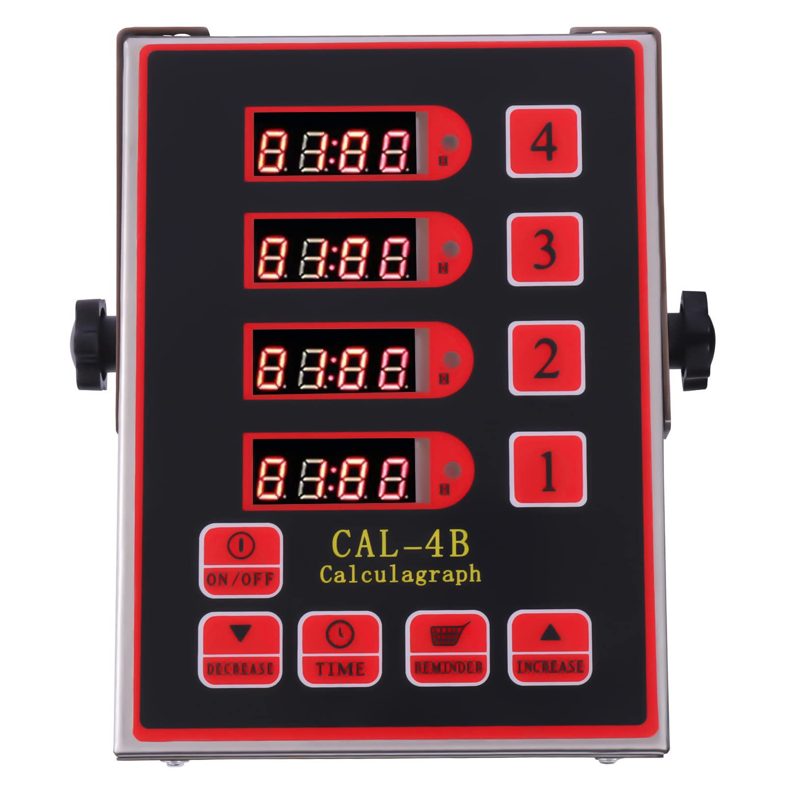 4 Channels CAL-4B Digital Kitchen Timer - Stainless Steel Restaurant Timer with Loud Alarm for Cooking, Baking & Multiple Events | Perfect for Home Kitchens, Professional Chefs & Food Service Businesses
