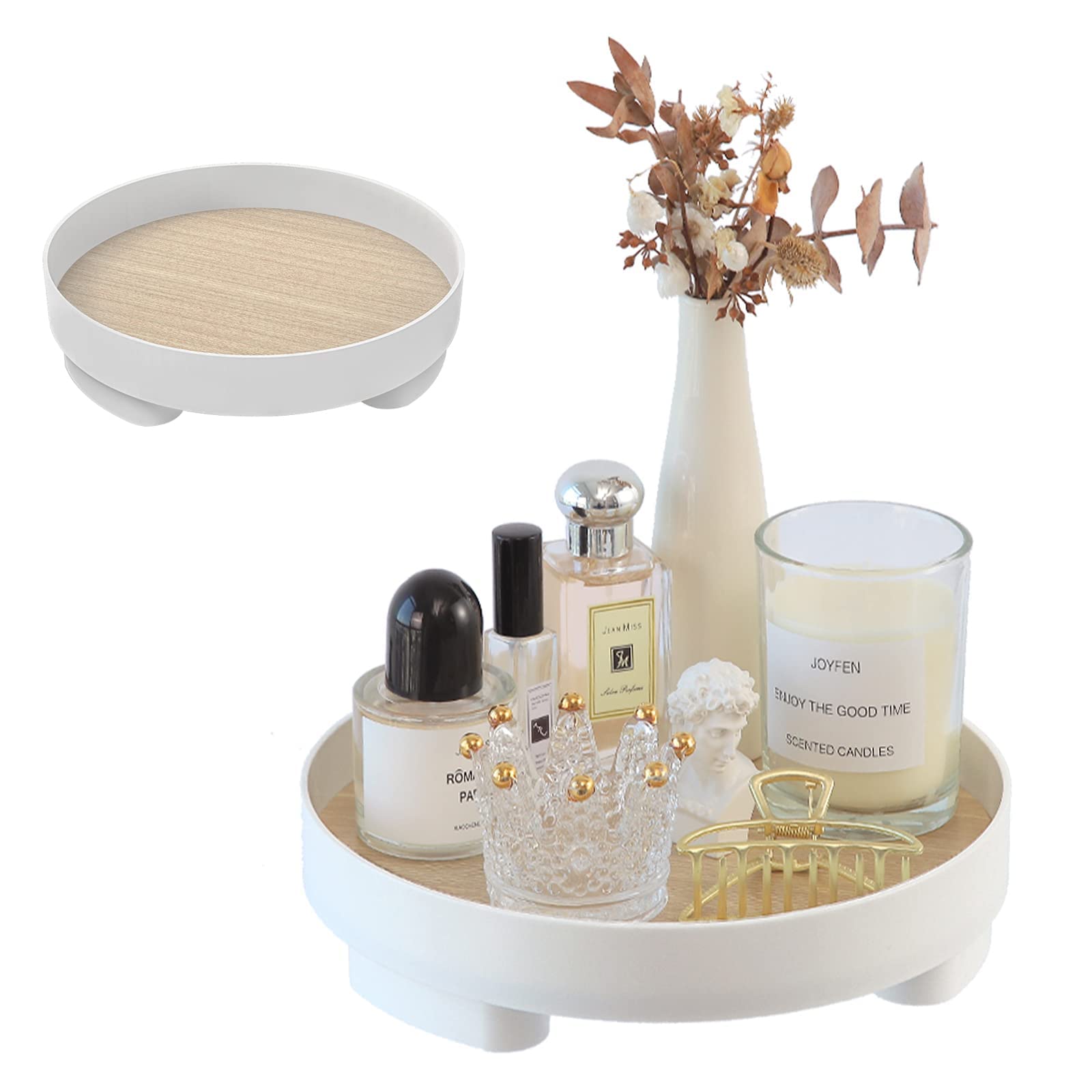 Round Tray for Makeup & Perfume Organizer | Multipurpose Vanity Dresser Tray | Home Storage & Decor | Perfect for Bathroom Counter, Bedroom Dresser & Office Desk Organization