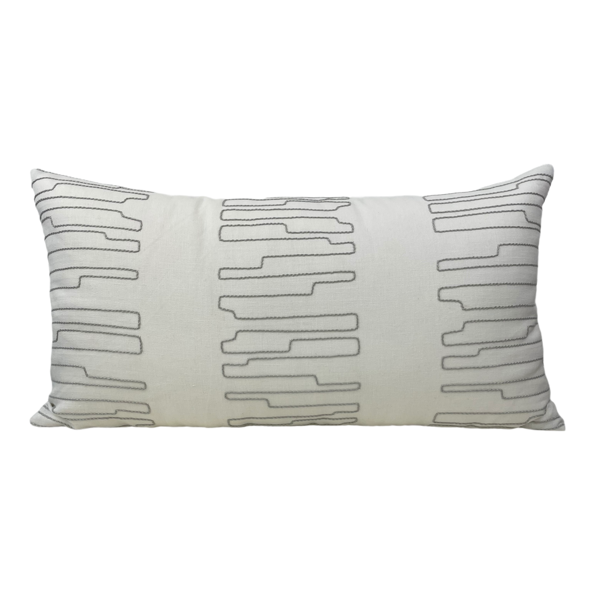 Yori Silver String Lumbar Pillow 12x22 - Premium Decorative Throw Pillow for Sofa, Bed & Couch - Perfect for Living Room, Bedroom & Office Decor