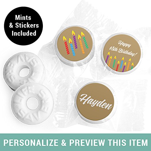 Personalized Birthday LifeSavers Mints in Gold - Approx 320 Mints for Party Favors, Wedding Favors & Special Events
