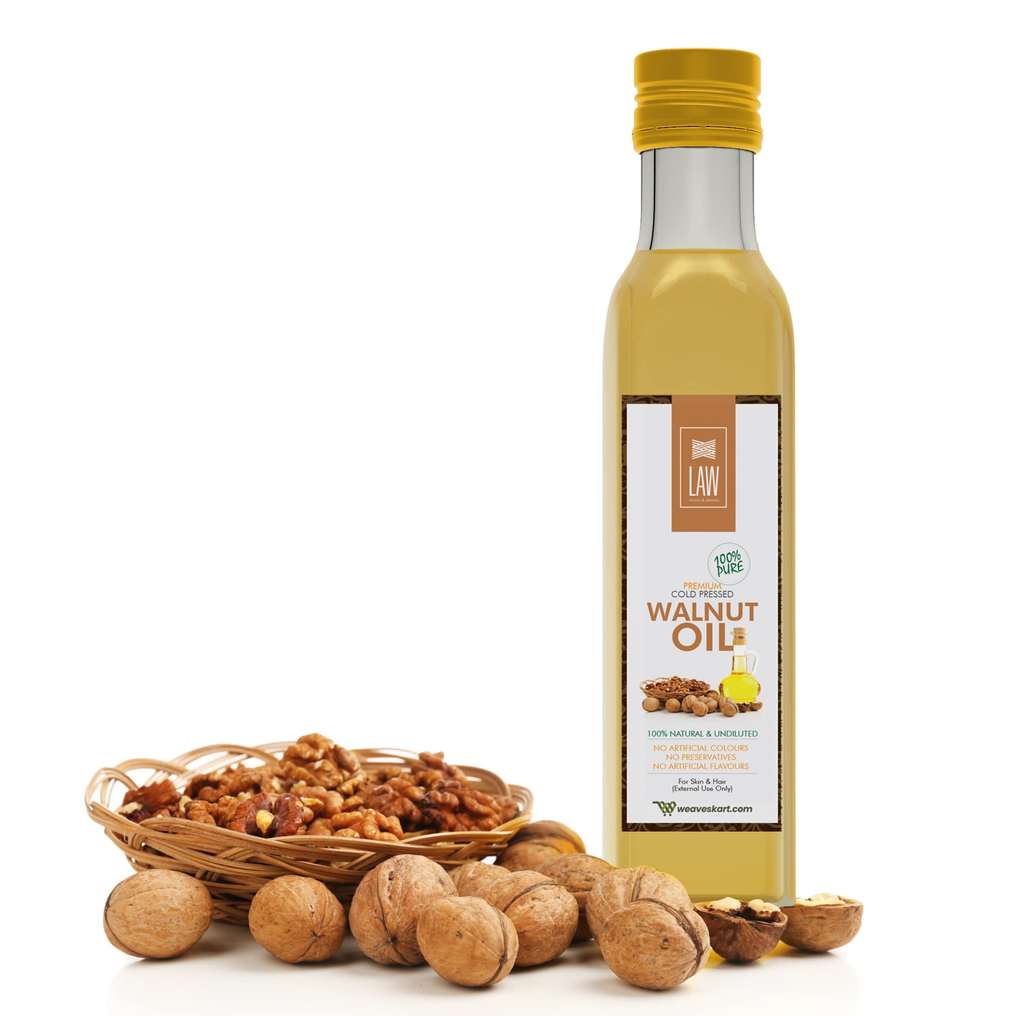 Organic Walnut Oil for Hair & Skin - 100ml Cold-Pressed Natural Walnut Oil to Enhance Shine & Moisturize - Perfect for Hair Care, Skin Hydration & Massage Therapy