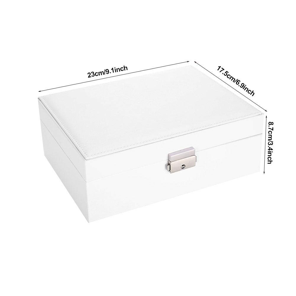 Premium White Leather Jewelry Box - Travel Jewelry Organizer Case for Earrings, Rings, Necklaces & Bracelets | Elegant Gift for Women | Perfect for Home Storage, Travel & Special Occasions