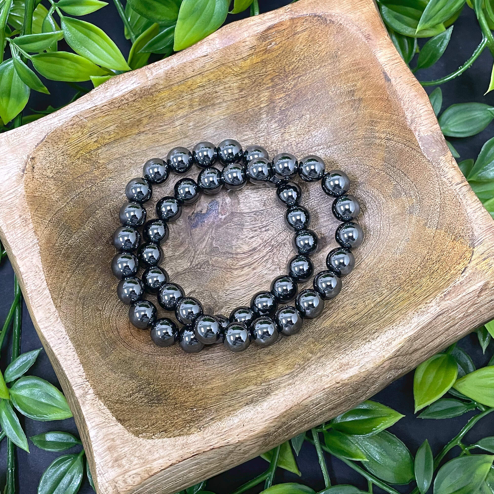 10mm Hematite Round Bead Stretch Bracelet for Men & Women - Handmade Adjustable Healing Jewelry for Stress Relief & Positive Energy
