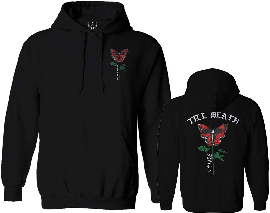 Gothic Hoodie with Skull, Rose & Butterfly Print - Unique Vintage Style for Men & Women | Perfect for Halloween, Cosplay & Alternative Fashion