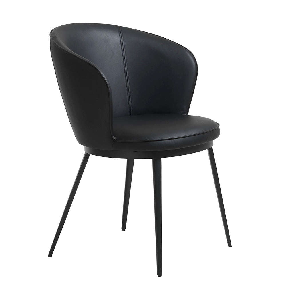 Modern GAIN Dining Chair - Black Wooden Seat with Metal Legs - Perfect for Kitchen, Dining Room, and Office Use