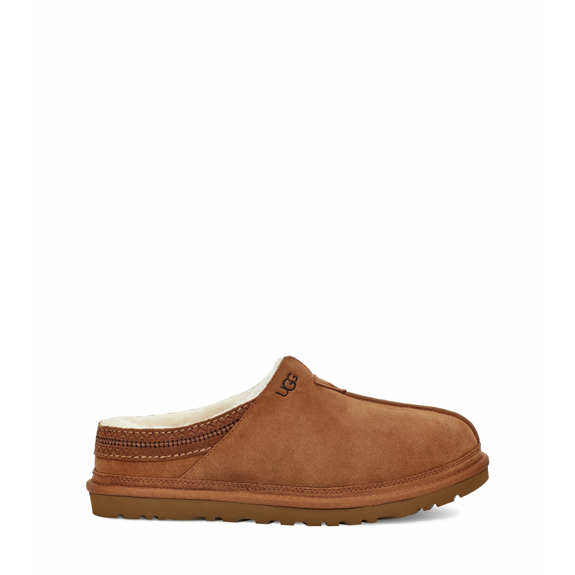 UGG Men's Neuman Slippers - Chestnut Brown Genuine Sheepskin Indoor/Outdoor House Shoes for Comfort & Warmth - Perfect for Winter Lounging, Home Office & Cozy Evenings