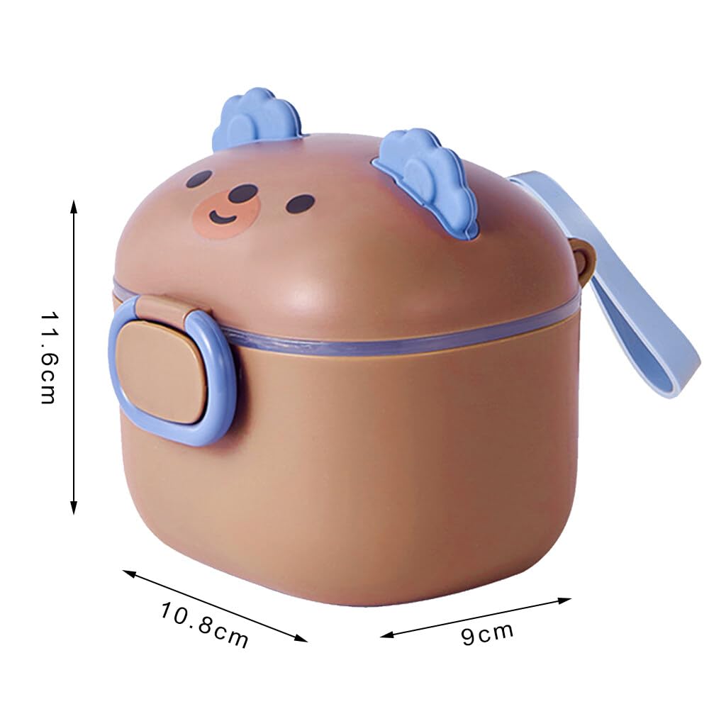 Portable Baby Formula Dispenser with Scraper & Spoon - 400ml Brown Powder Container for Infant Milk, Fruit & Snacks - Ideal for Travel, Daycare & On-the-Go Feeding