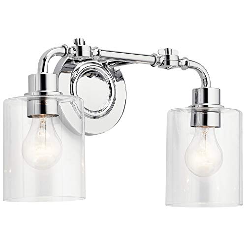 Kichler Bath 2-Light Chrome Vanity Light Fixture - Perfect for Bathroom, Powder Room & Dressing Area Lighting