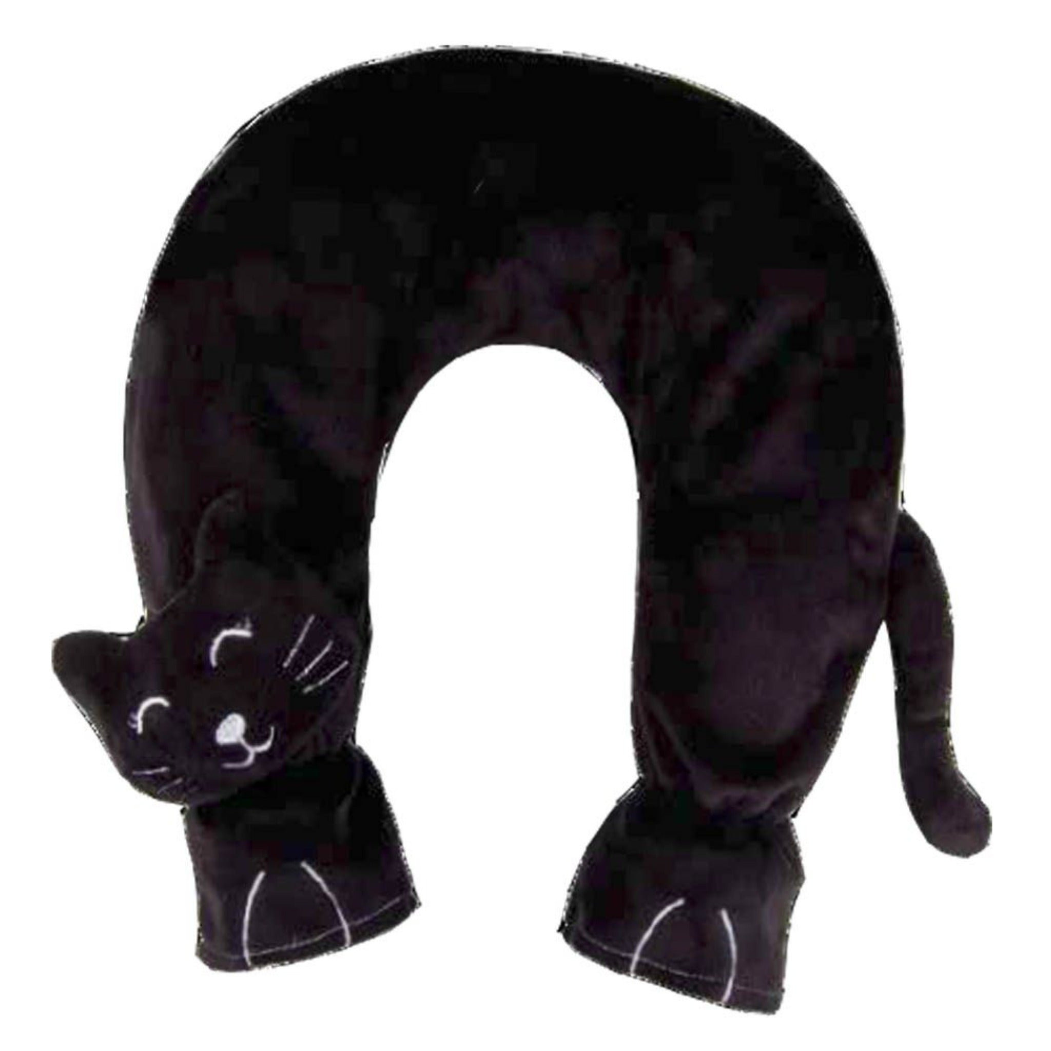 Cozy Black Cat Fleece Cover Hot Water Bottle for Neck Pain Relief - Perfect for Winter Warmth, Period Cramps & Muscle Relaxation at Home/Office