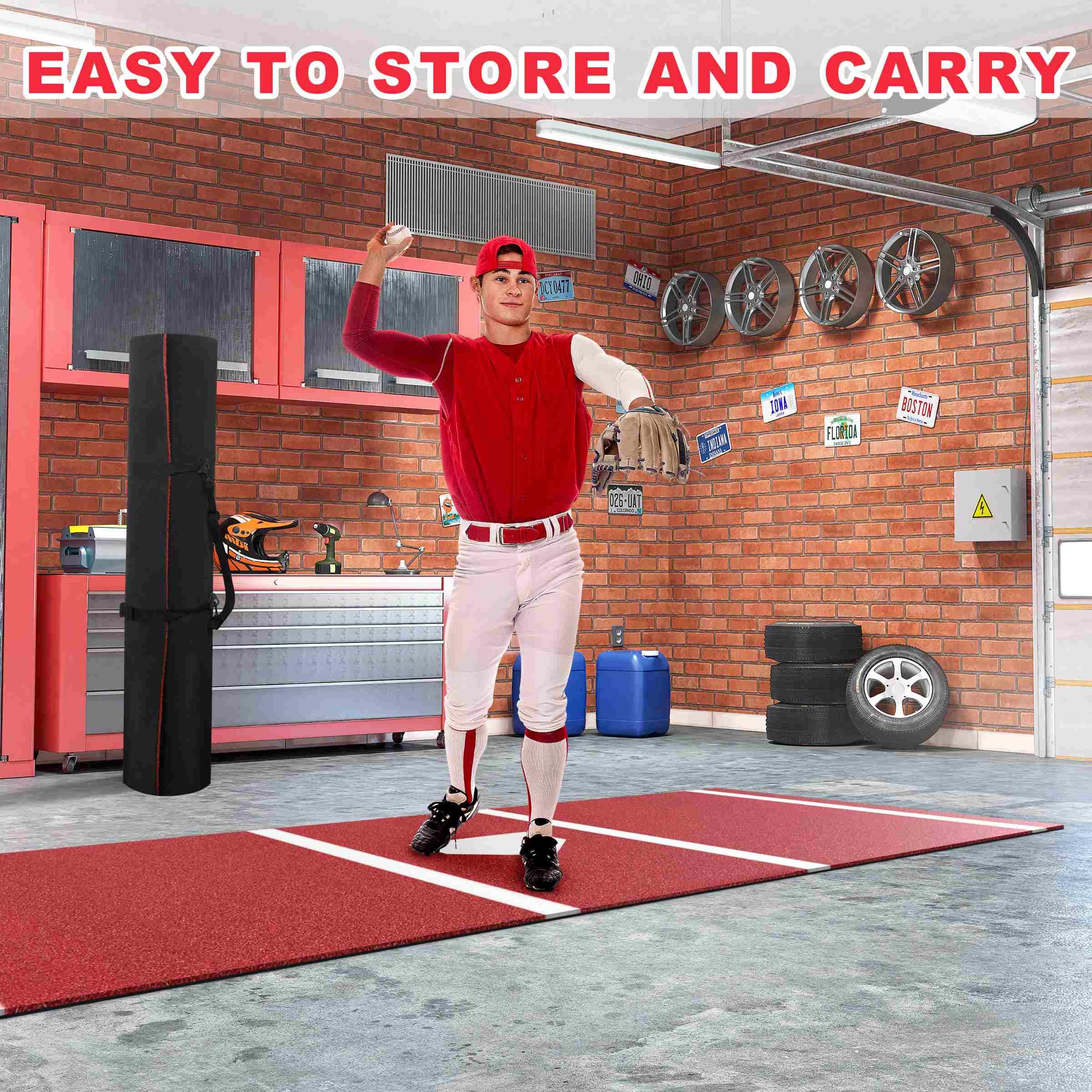 Pro Baseball Hitting Mat with Non-Slip TPR Rubber Backing & Home Plate - Training Mat for Baseball & Softball | Indoor/Outdoor Practice, Batting Cage, Backyard Drills