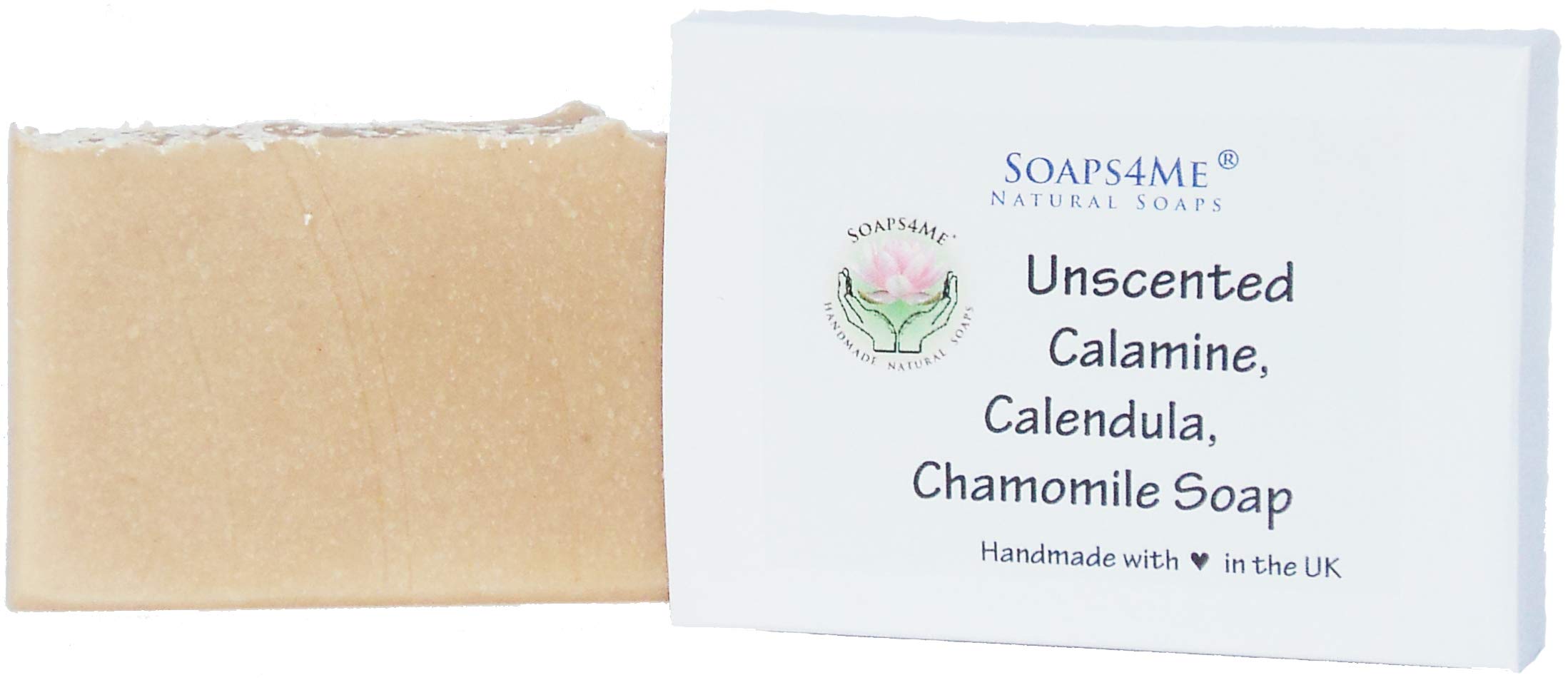 SOAPS4ME Unscented Calamine Handmade Natural Soap Bar with Calendula & Chamomile - Moisturizing Cocoa Butter, Shea Butter, Australian Reef Clay & Oatmeal for Sensitive Skin | Gentle Cleansing for Eczema, Psoriasis & Dry Skin Relief | Perfect for Daily Face & Body Wash