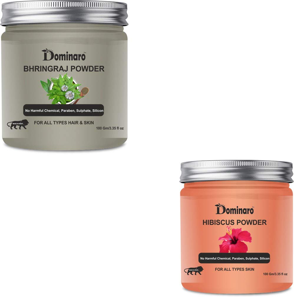 Dominaro Organic Bhringraj & Hibiscus Powder - 200g for Hair & Skin Care - DIY Beauty Treatments
