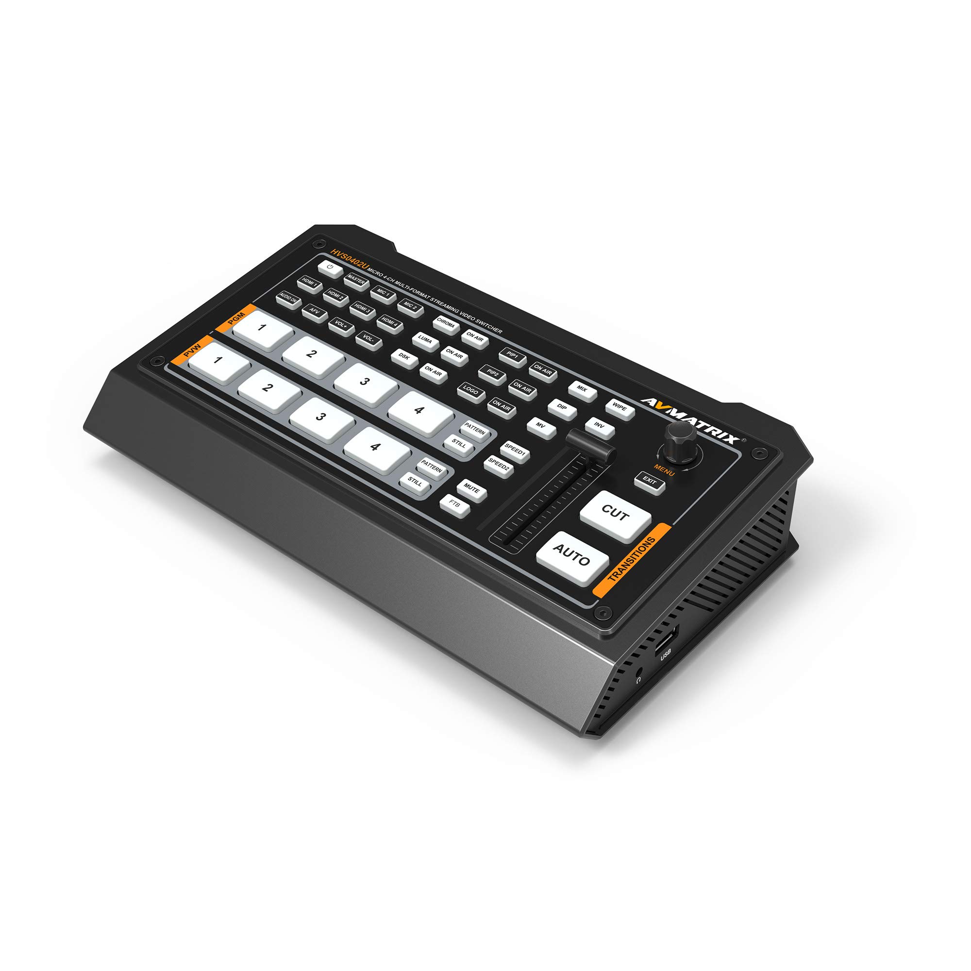 AVMATRIX HVS0402U 4-Port HDMI Video Switcher with USB Output - Multi-Format Live Streaming Mixer for Real-Time Broadcasting, Gaming, Church Services & Events