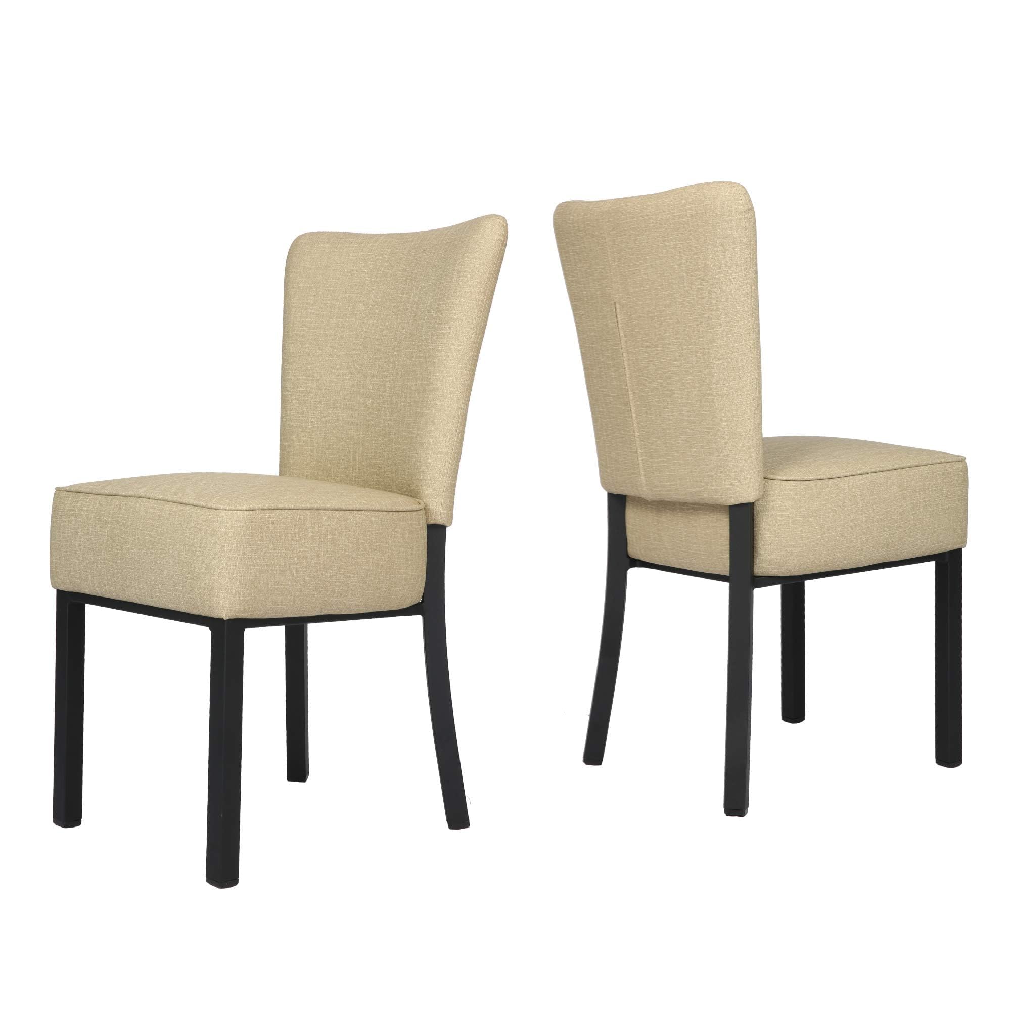 Premium PU Leather Upholstered Dining Chairs Set of 2 - Modern Armless Parsons Chairs with Tall Backrest & 5