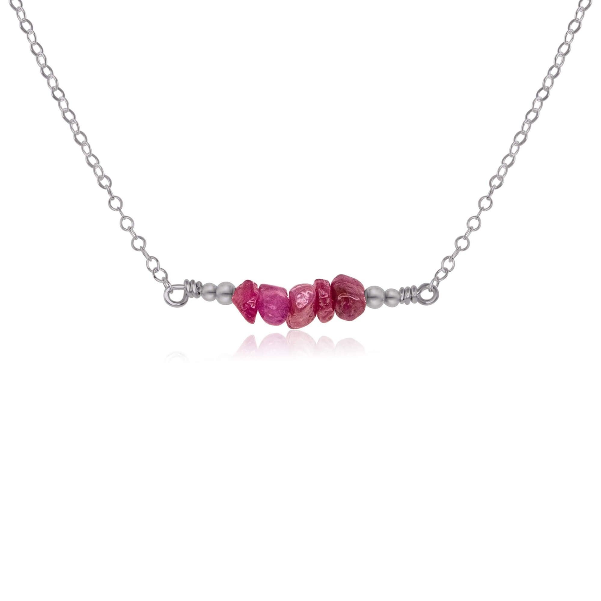 Ruby Chip Bead Bar Necklace - Elegant Dainty Jewelry for Women | Perfect for Weddings, Parties & Everyday Wear