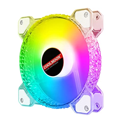 Coolmoon 120mm RGB PC Case Fan - Adjustable Diamond Design, Silent Cooling Computer Fan with Vibrant RGB Lighting (Set E) | Perfect for Gaming Rigs, Workstations & PC Builds