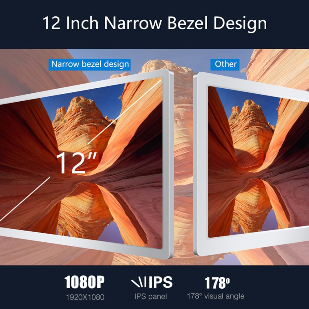 12 Inch Portable Triple Monitor for Laptop - FHD Expansion Screen with 1 Cable for 2 Displays - Compatible with Windows & MacOS for 13.3-16.5 Inch Laptops - Perfect for Work, Gaming & Multitasking