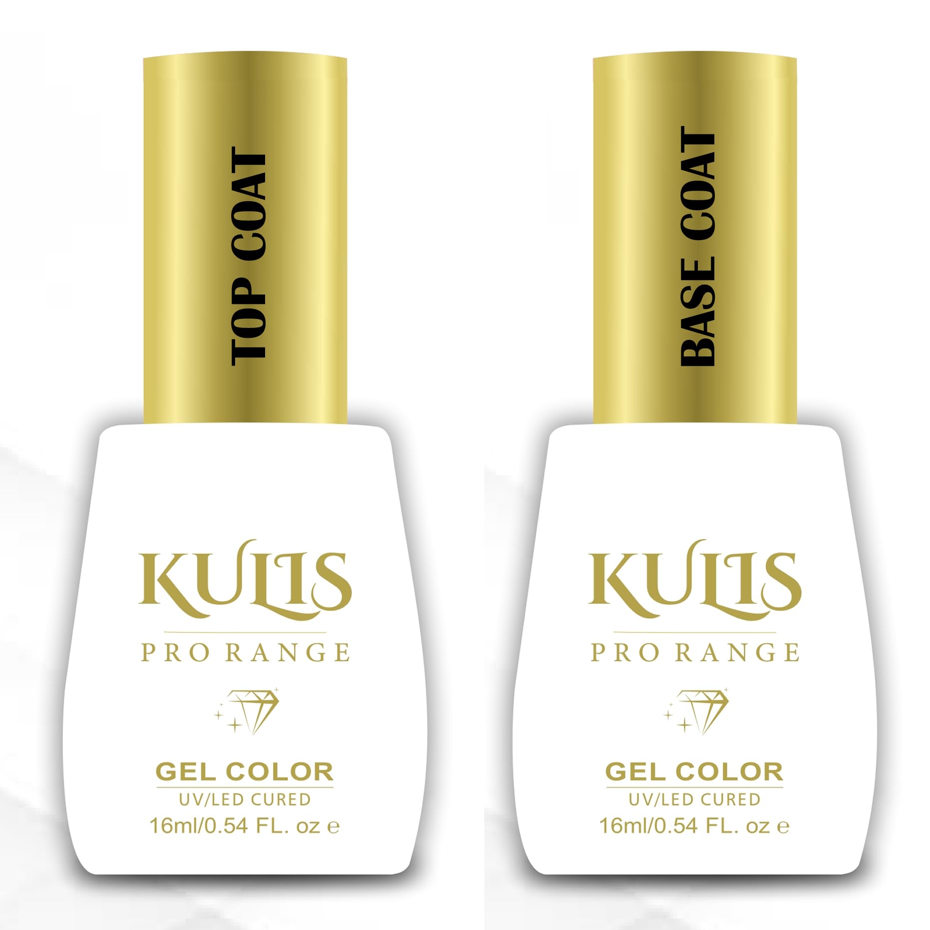 Kulis ProRange Shiny Top Coat & Base Coat Combo - 16ml UV/LED Soak-Off Gel Polish for Long Lasting Manicure & Pedicure | Professional Nail Art Design | Perfect for Salon & Home Use
