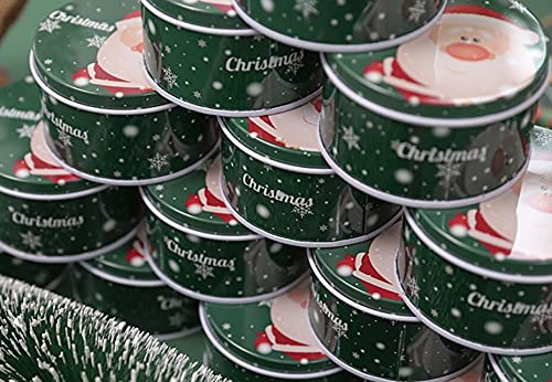 4 Pack Small Christmas Candy Jars with Lids - Round Empty Tin Containers for Holiday Treats, Biscuits, Chocolates & Party Favors | Perfect for Christmas Gifts, Cookie Exchanges & Festive Dessert Displays