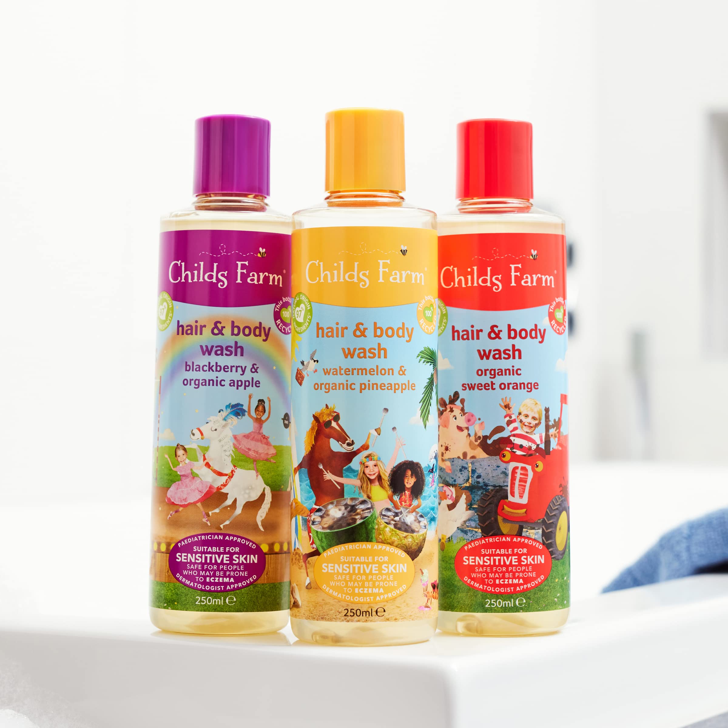 Organic Sweet Orange Hair & Body Wash for Kids by Childs Farm - 250ml | Gentle & Natural Baby Bath & Shower Gel for Sensitive Skin | Perfect for Daily Use & Travel