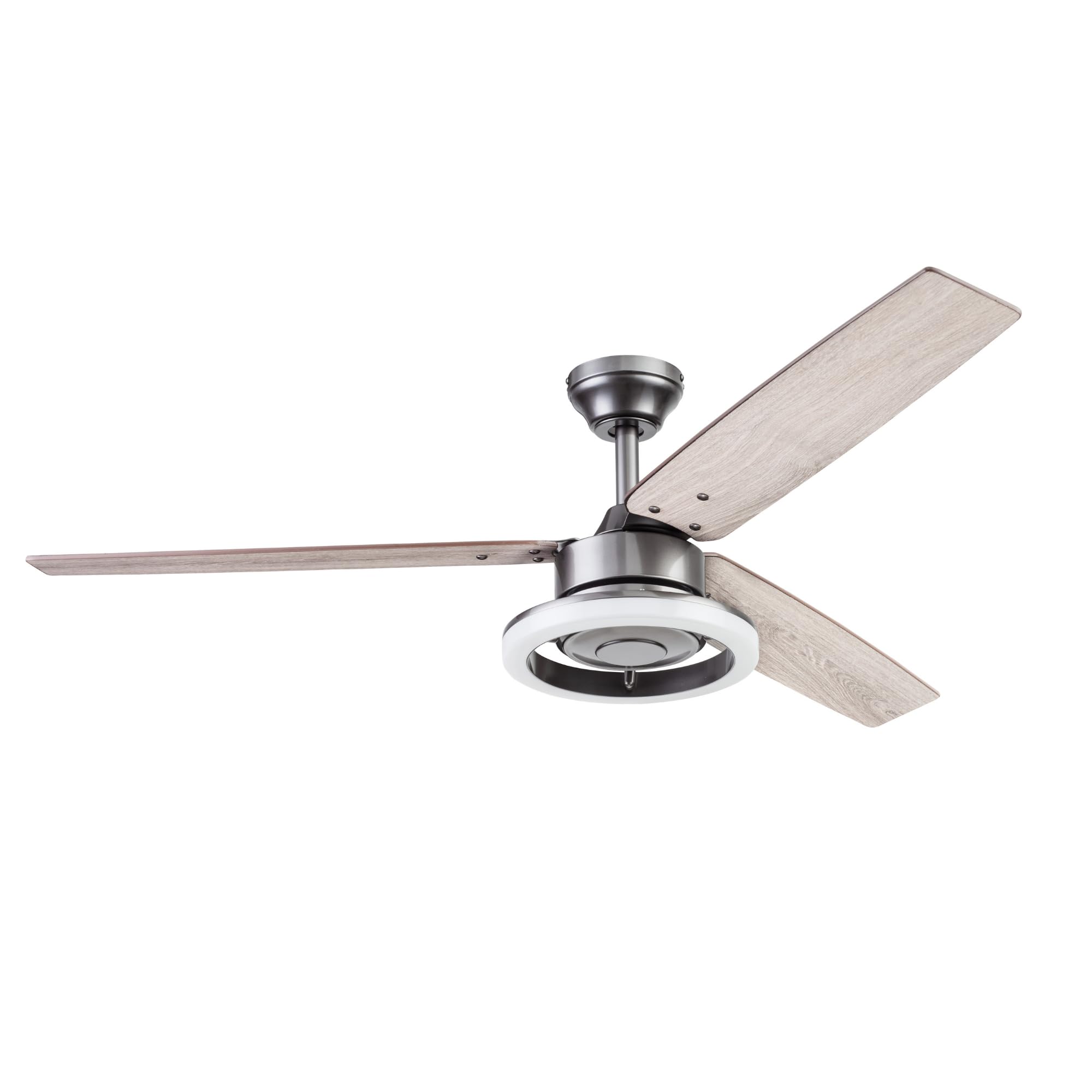 Prominence Home 51488-01 Orbis 52-Inch Gun Metal Ceiling Fan with Light Kit - Modern Indoor Cooling for Living Room, Bedroom & Office