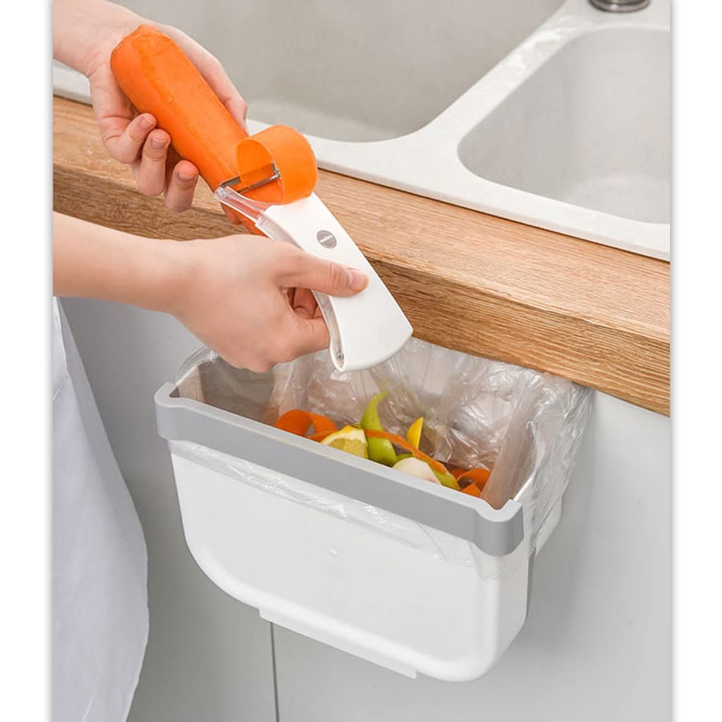 Foldable Wall-Mounted Kitchen Trash Can - Under Sink Hanging Garbage Bin for Cabinet Door, Countertop & Bathroom - Space Saving Household Waste Bin for Kitchen, Living Room & Toilet Organization