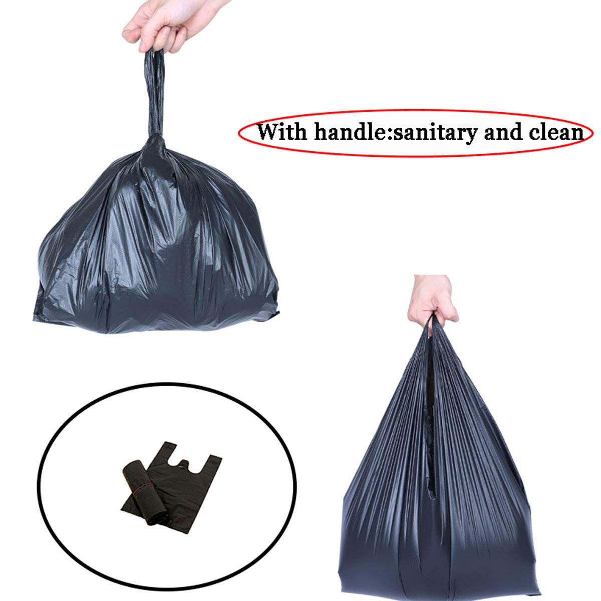 Sanitary Napkin Disposal Bags - 300 Count Small Black Plastic Trash Bags with Handles for Tampons & Feminine Hygiene Products | Discreet & Odor-Controlling | Perfect for Travel, Home, Office & Public Restrooms