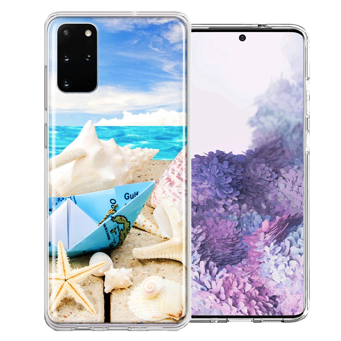 Samsung Galaxy S20 Case - Double Layer Protective Phone Cover with Beach Paper Boat Design for Shockproof & Scratch Resistance - Perfect for Outdoor, Travel & Daily Use