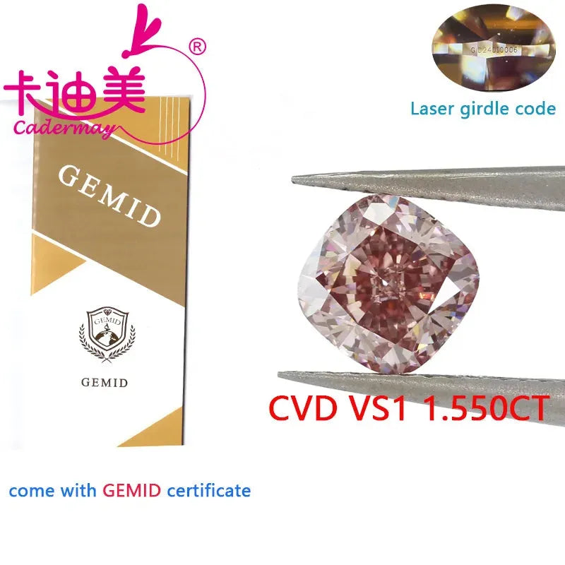 1.55CT VS1 Clarity CVD Lab Grown Loose Diamond - Cushion Cut Fancy Brownish Color for Jewelry Making | Engagement Rings, Necklaces & Custom Designs