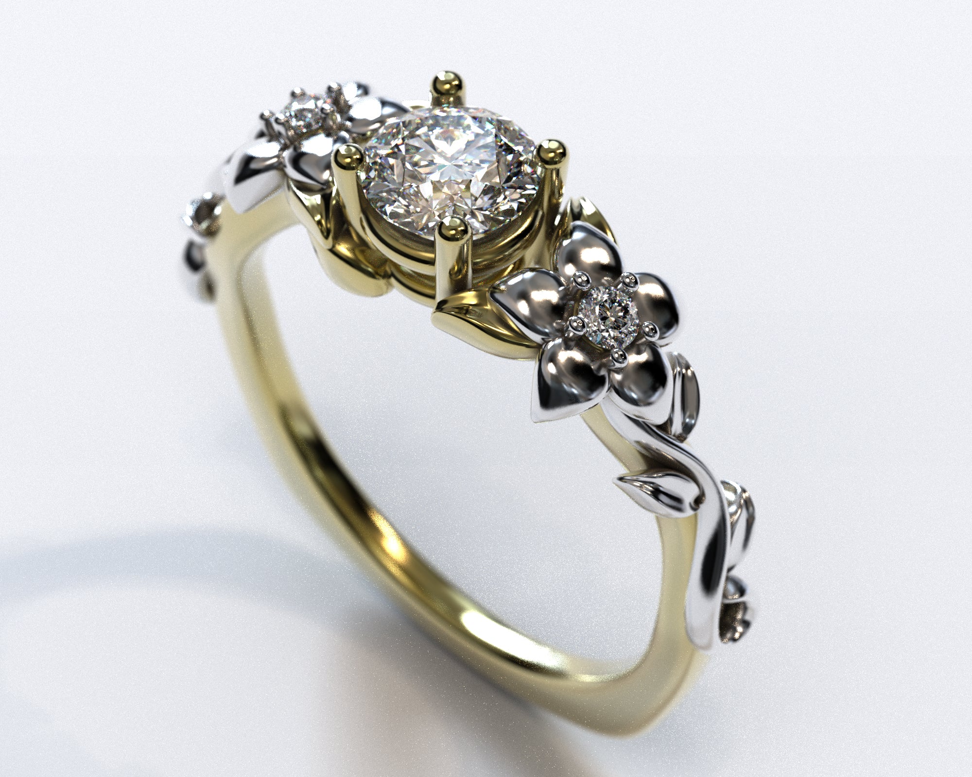 Two-Tone Gold Flower Engagement Ring for Women - Elegant Vintage Wedding Band, Perfect for Proposals, Anniversaries & Romantic Occasions