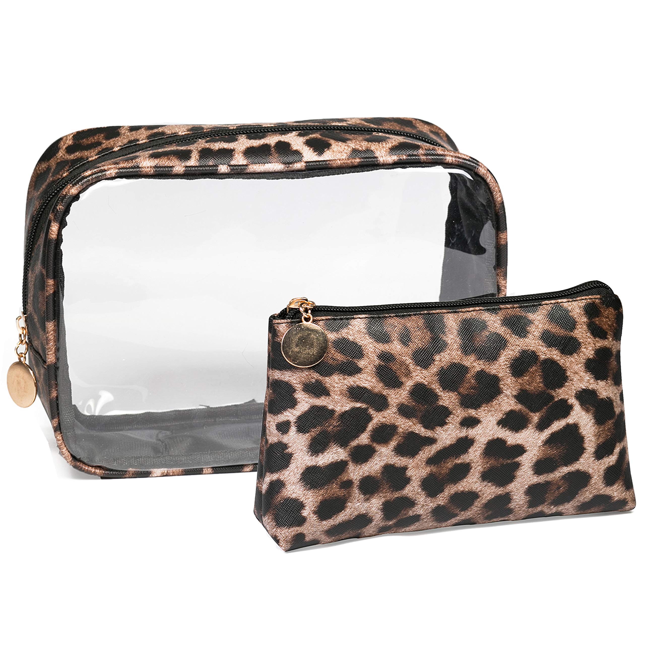 Hibala 2-Pack Clear Waterproof Makeup Bag Set - Travel Cosmetic Organizer for Women, Toiletry Pouch for Bathroom, Vacation & Daily Use - Perfect for Gym, Beach & Airplane Carry-On