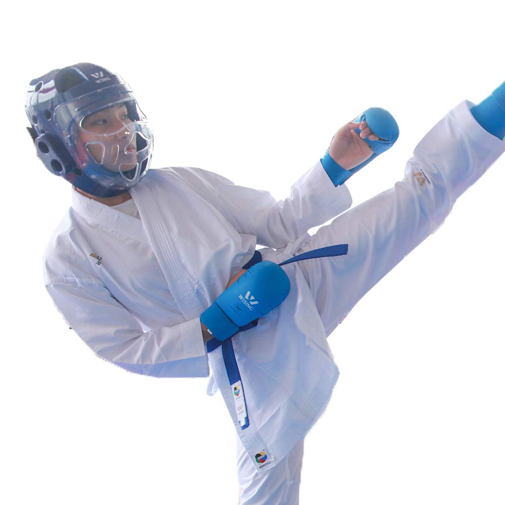Wesing WKF Approved Sparring Karate Gloves with Thumb Protection - Blue & Red for Training & Competition | Martial Arts, Taekwondo, Kickboxing Gear